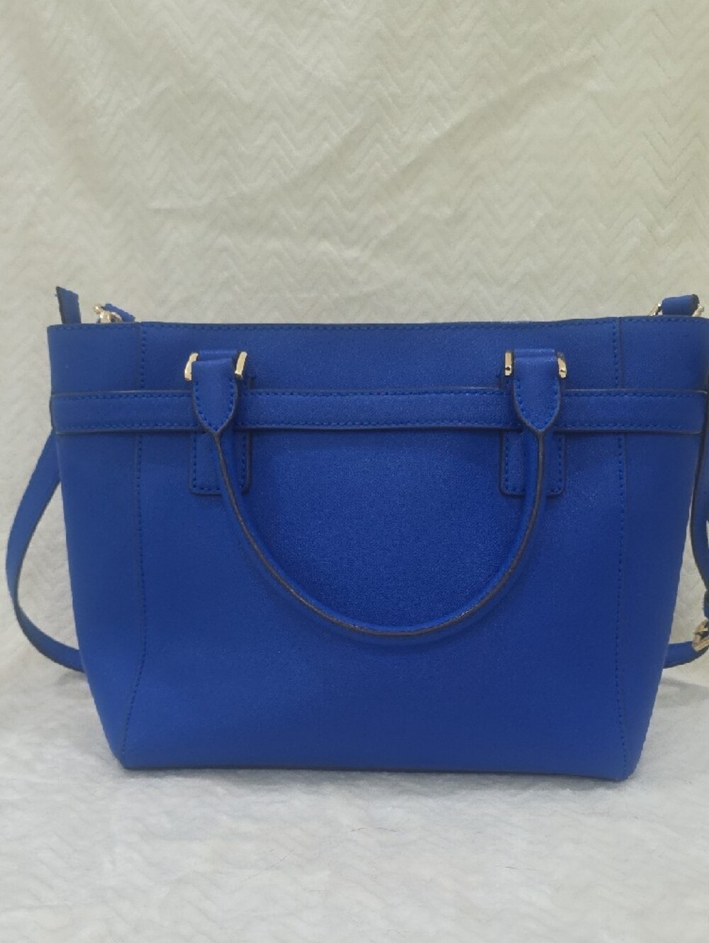 Michael Kors Royal Blue  Structured Handbag with Gold Hardware - Picture 3 of 11